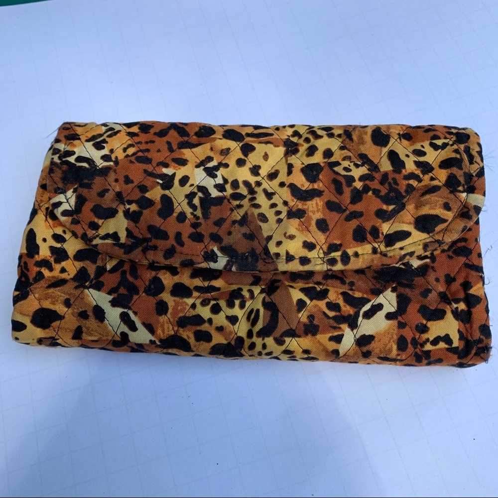 Cheetah print soft fabric trifold wallet